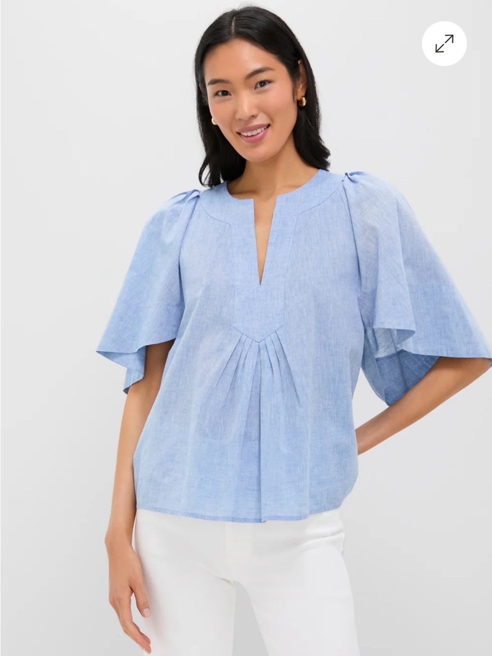 Tuckernuck Pomander Place Rainbow Striped Flutter-Sleeve Top - Picture 2 of 7